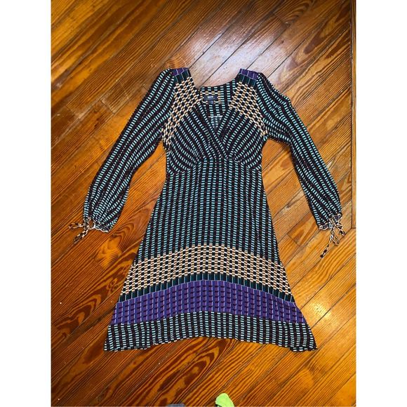 Anthropologie Maeve Gianna Tunic Dress Green Geometric Print, Size 6, MSRP $150 - Picture 2 of 13